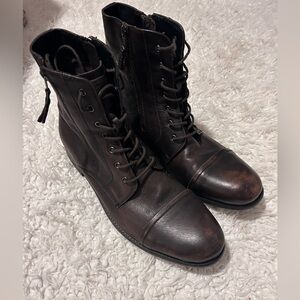 Kenneth Cole Men's Hugh Leather Boots Double Zipper 13M